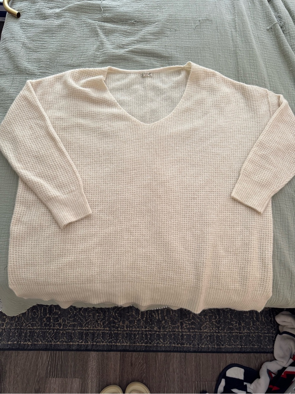 Free people intimately cream waffle knit sweater